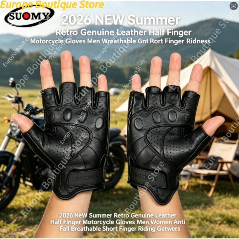 Motorcycle Gear For Summer - Retro Half Finger Motorcycle Gloves Genuine