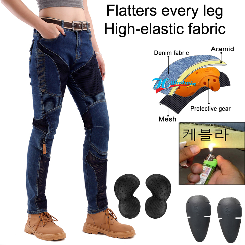 Motorcycle Gear For Summer - Kevlar Motorcycle Jeans Women Summer Blue