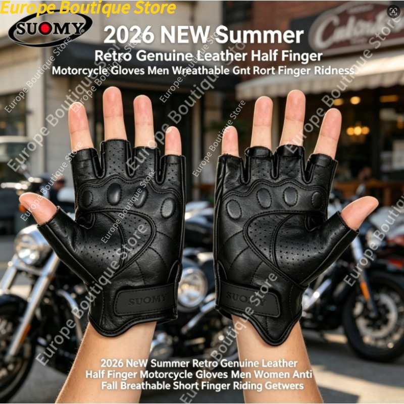Motorcycle Gear For Summer - Half Finger Motorcycle Gloves Genuine Leather